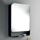 Contenedor de espejo de metal con puerta de doble espejo y luces Made in Italy - Jane Viadurini