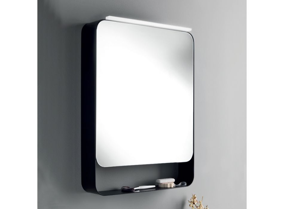Contenedor de espejo de metal con puerta de doble espejo y luces Made in Italy - Jane Viadurini