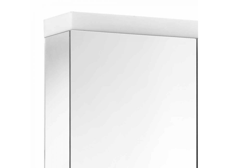 Espejo contenedor moderno con 2 puertas en aluminio pintado plateado - Alfio Viadurini
