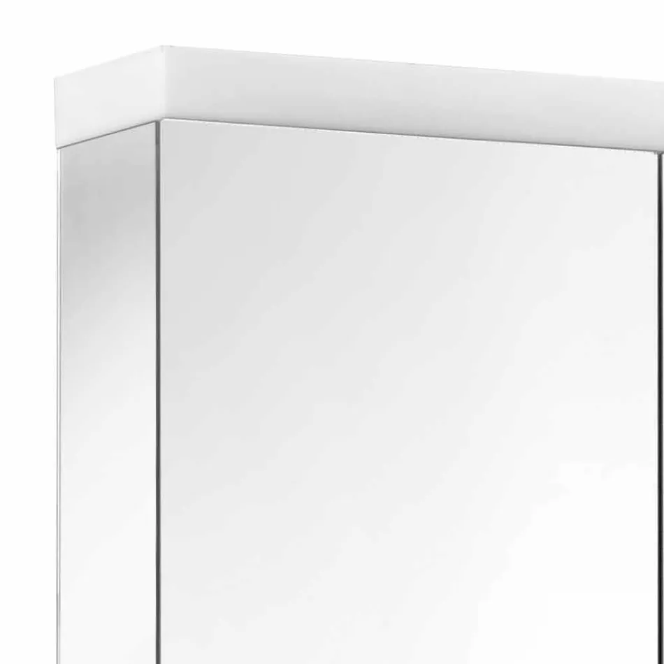 Espejo contenedor moderno con 2 puertas en aluminio pintado plateado - Alfio Viadurini