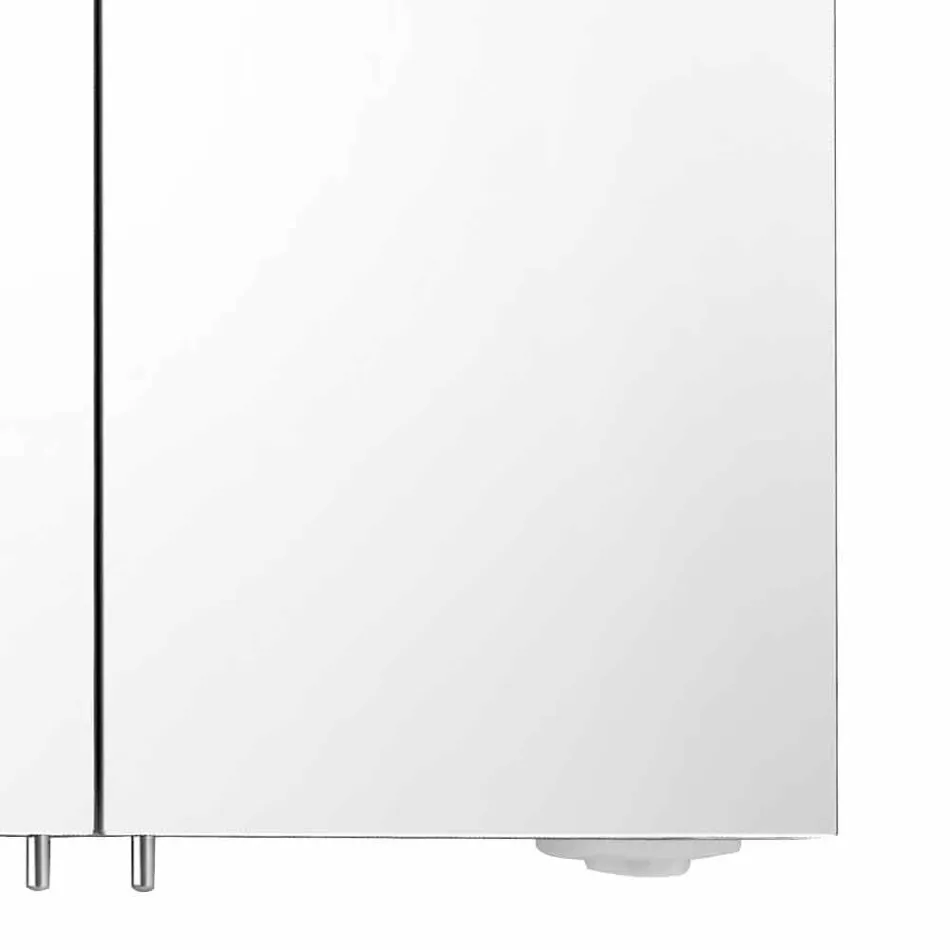 Espejo contenedor moderno con 2 puertas en aluminio pintado plateado - Alfio Viadurini