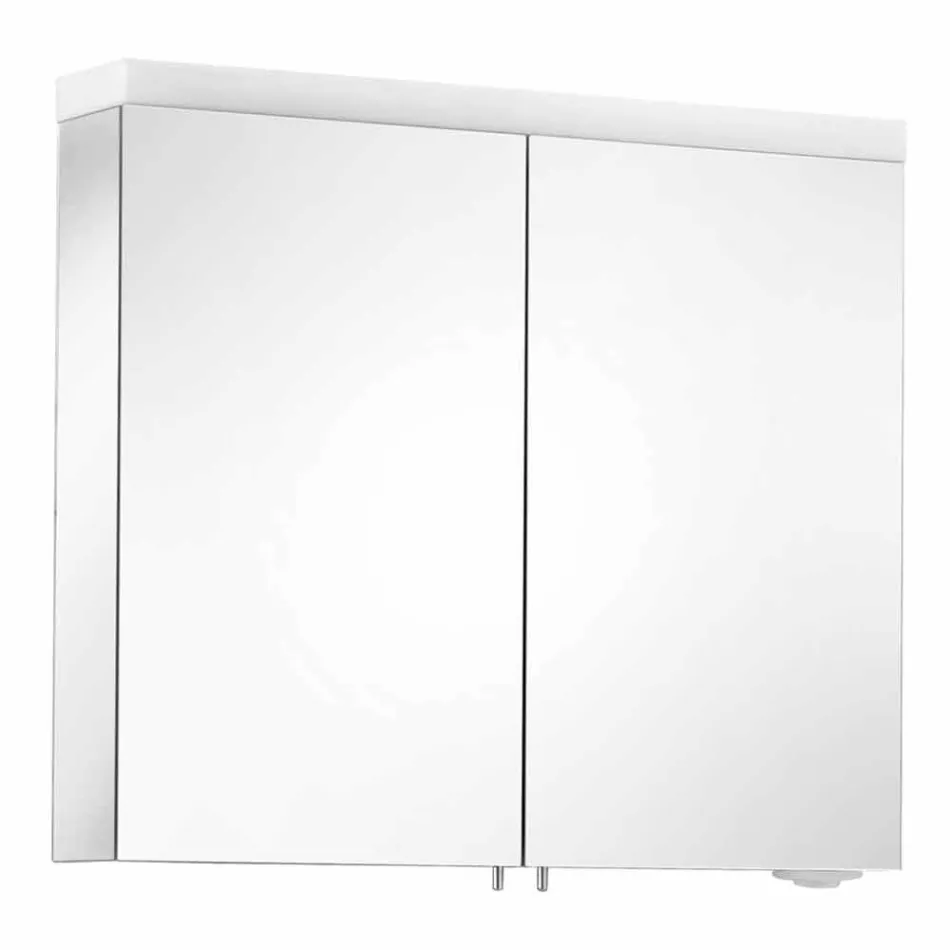 Espejo contenedor moderno con 2 puertas en aluminio pintado plateado - Alfio Viadurini