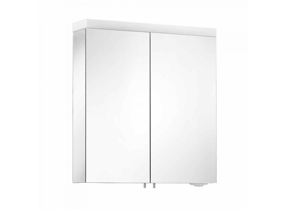 Espejo contenedor moderno con 2 puertas en aluminio pintado plateado - Alfio Viadurini