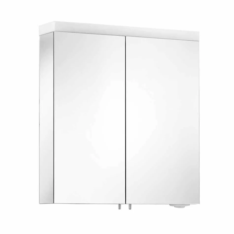 Espejo contenedor moderno con 2 puertas en aluminio pintado plateado - Alfio Viadurini