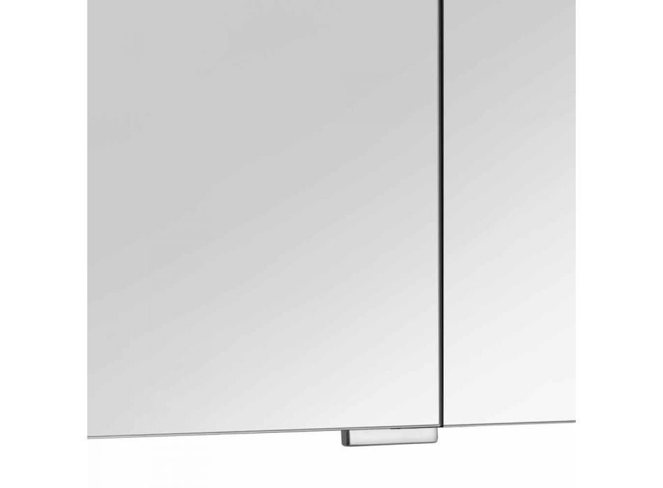 Espejo contenedor moderno con 3 puertas de cristal y 3 luces LED - Maxi Viadurini