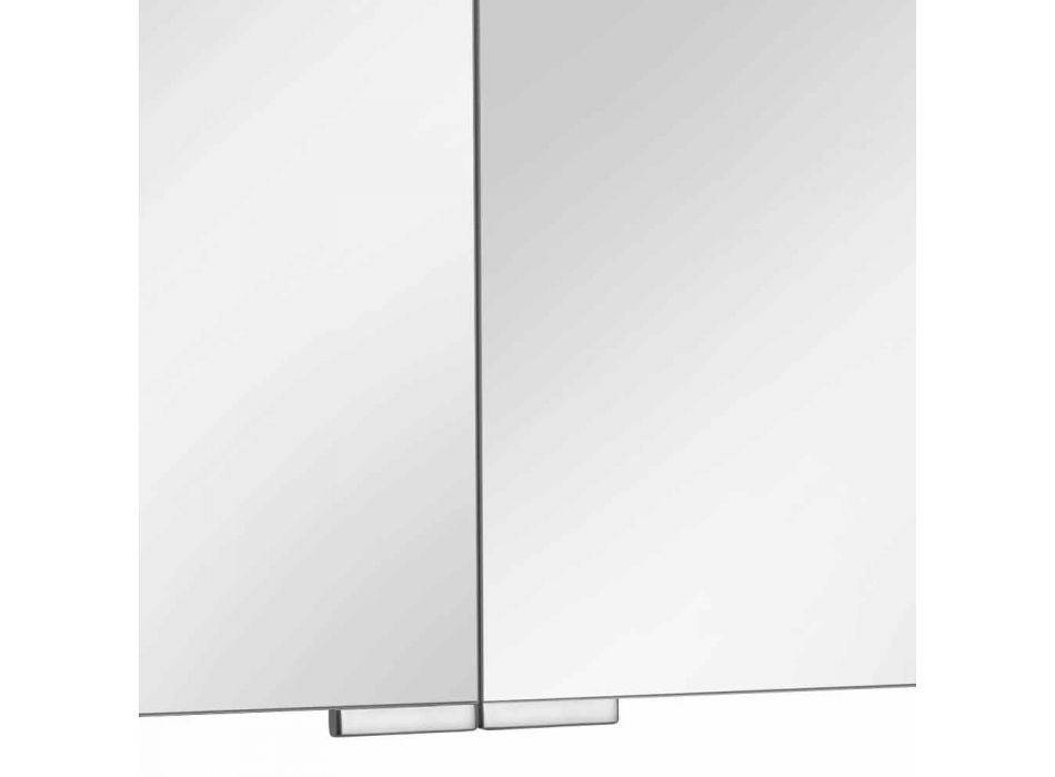 Espejo contenedor moderno con 3 puertas de cristal y 3 luces LED - Maxi Viadurini