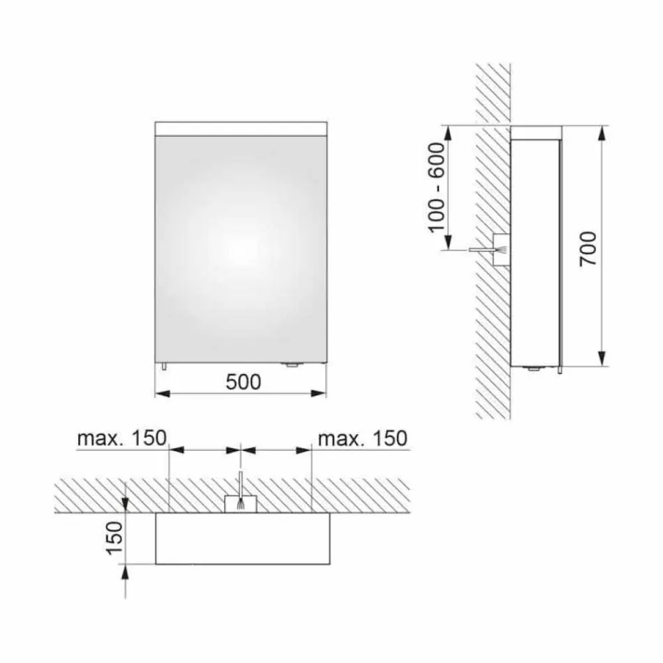 Espejo contenedor moderno con puerta batiente e iluminación LED - Alfio Viadurini