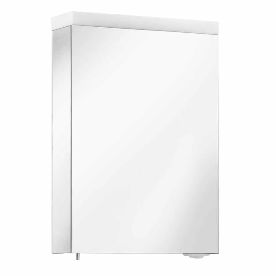 Espejo contenedor moderno con puerta batiente e iluminación LED - Alfio Viadurini