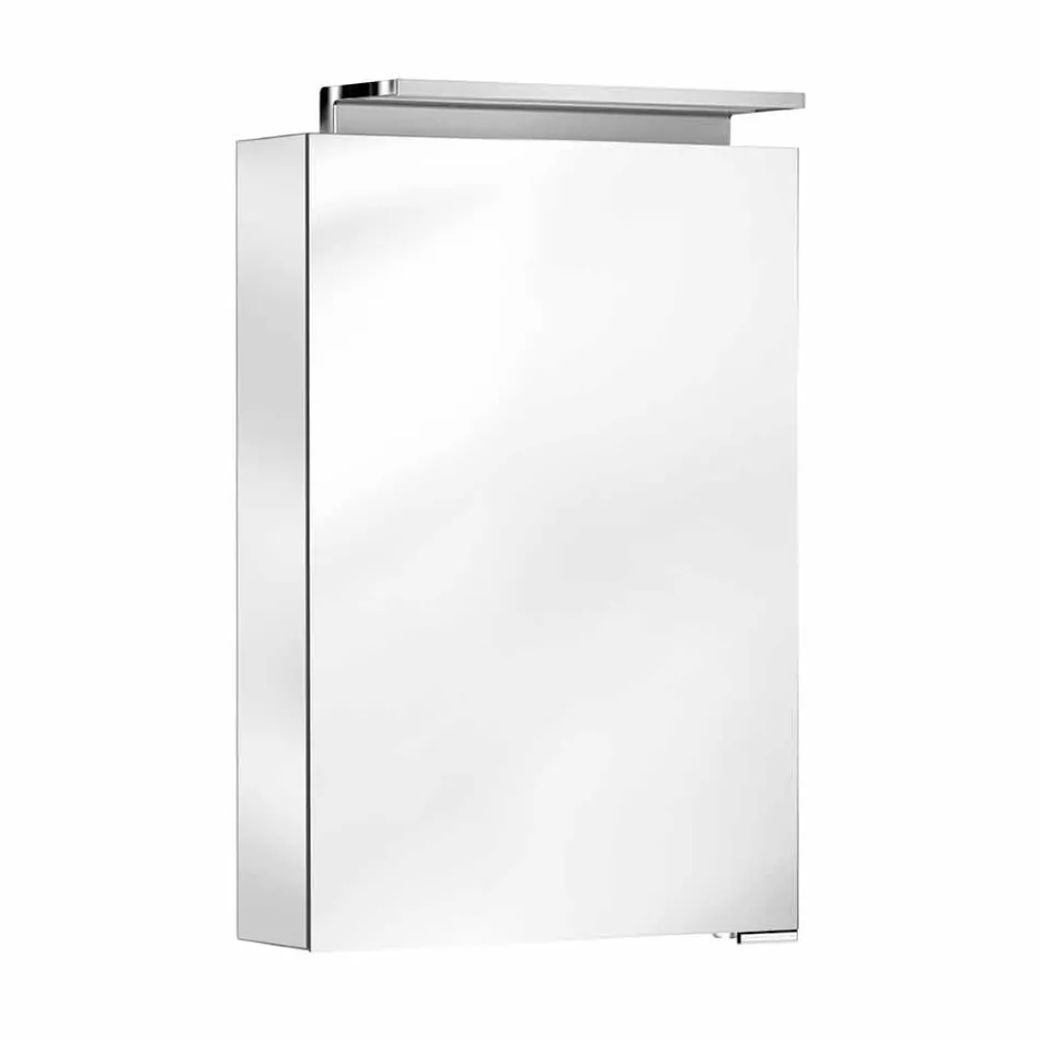 Espejo de almacenamiento moderno con estantes de cristal y luz LED - Bramo Viadurini