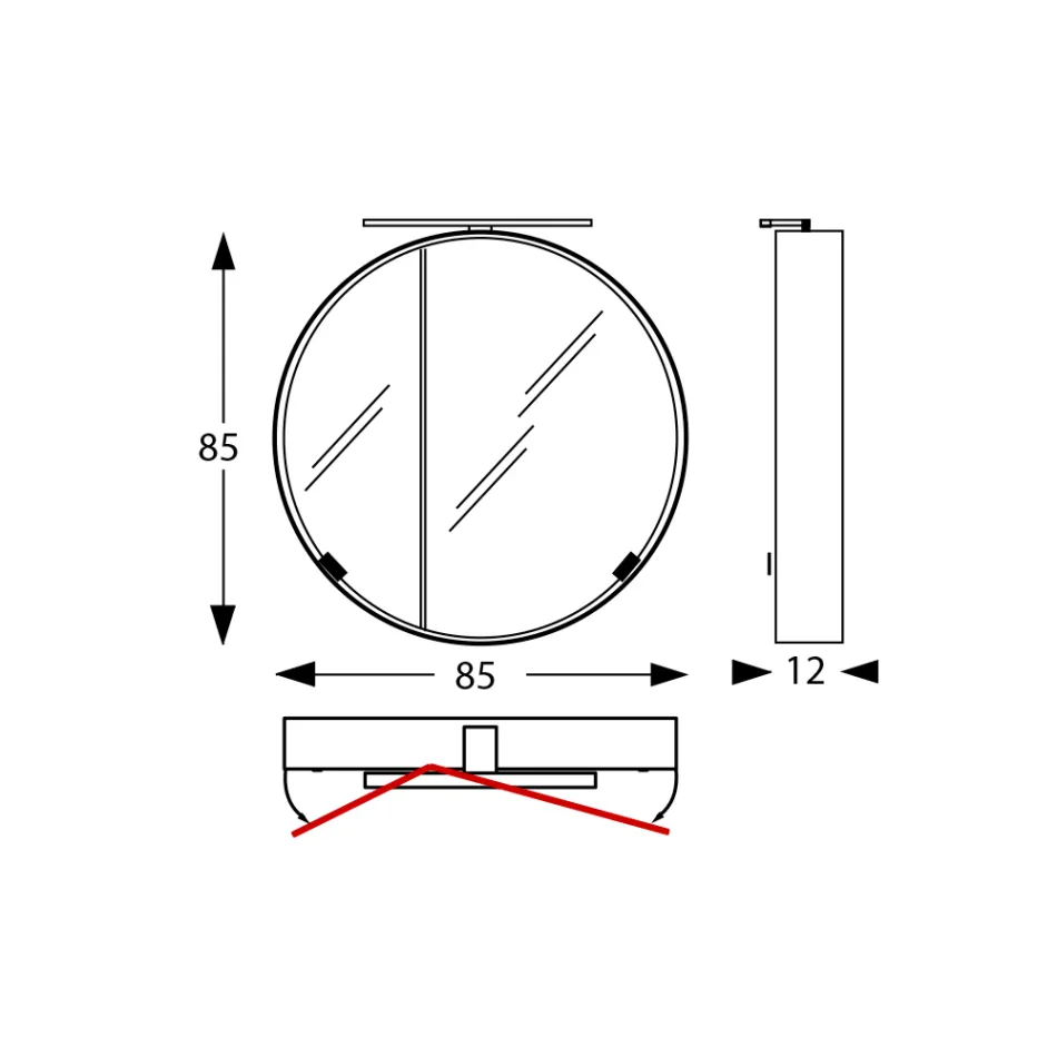 Contenedor de espejo redondo de metal con espejo doble Made in Italy - Charles Viadurini