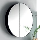 Contenedor de espejo redondo de metal con espejo doble Made in Italy - Charles Viadurini