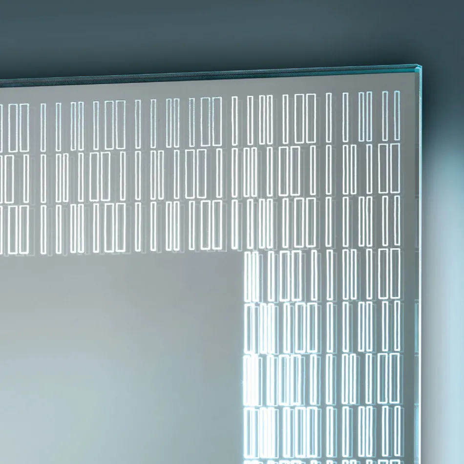 Espejo de baño con decoraciones grabadas con láser Made in Italy - Freud Viadurini