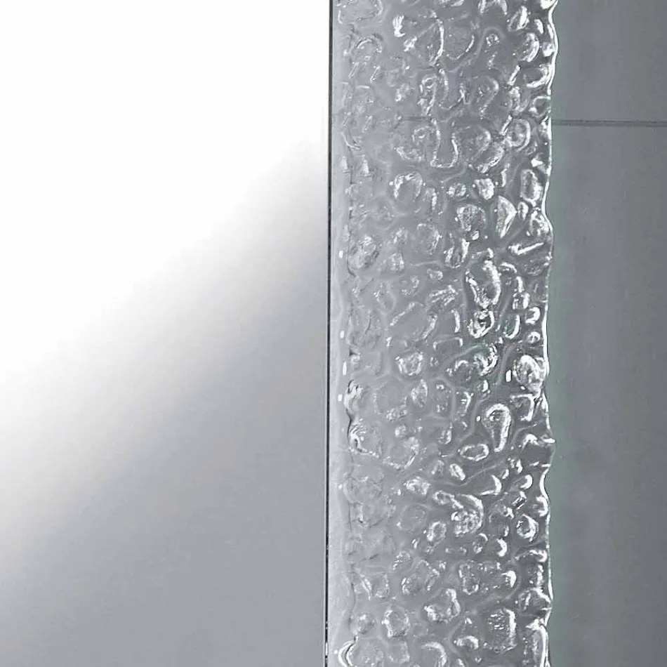 Espejo del baño moderno con marco de vidrio decorativo y luces LED Tara Viadurini