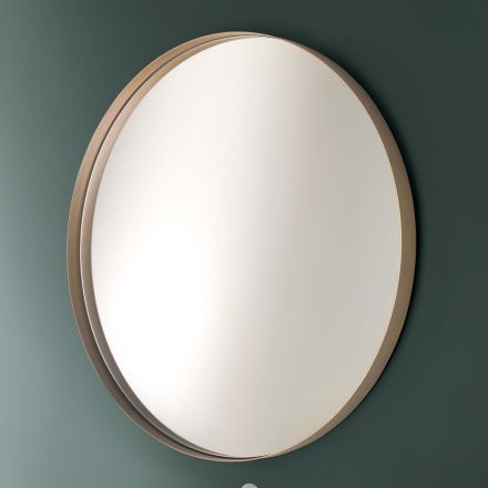 Espejo de baño redondo con estructura de metal Made in Italy - Cleopatra Viadurini