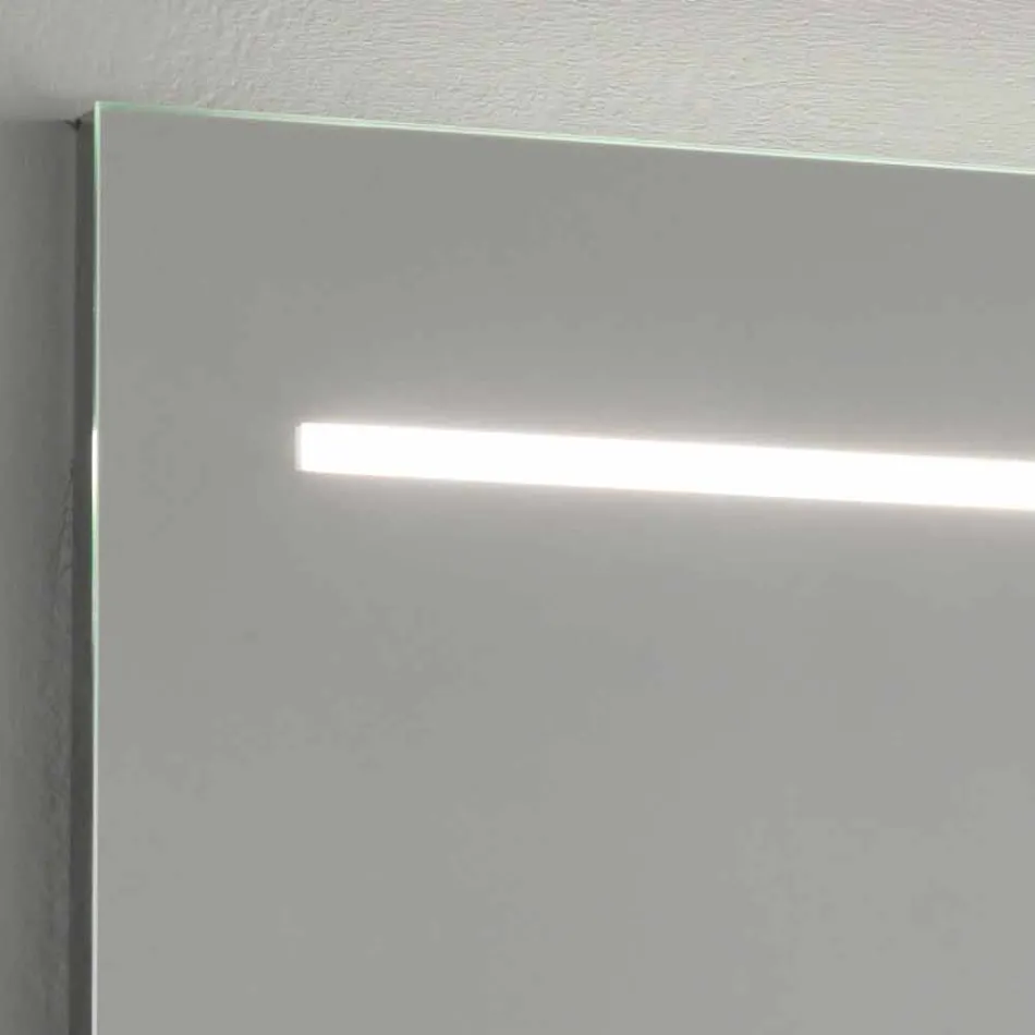 Espejo de pared moderno con luz LED y marco de acero Made in Italy - Yutta Viadurini