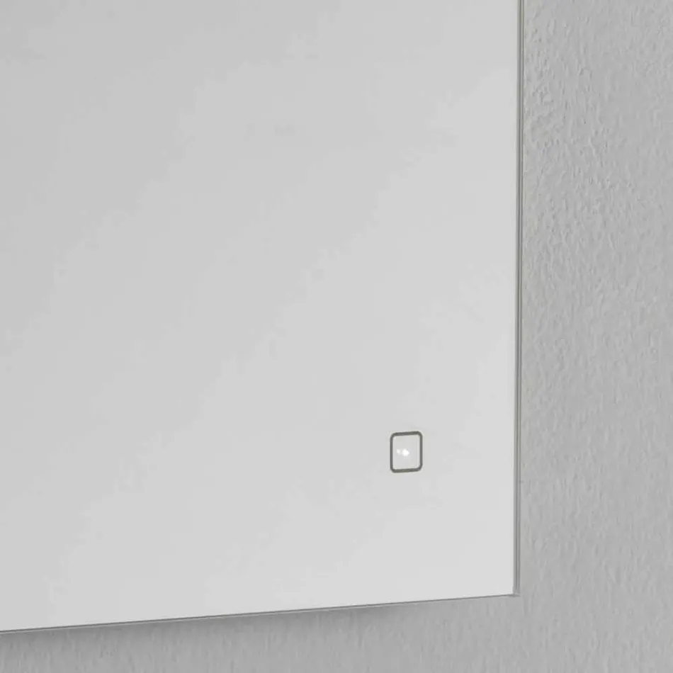 Espejo de pared moderno con luz LED y marco de acero Made in Italy - Yutta Viadurini