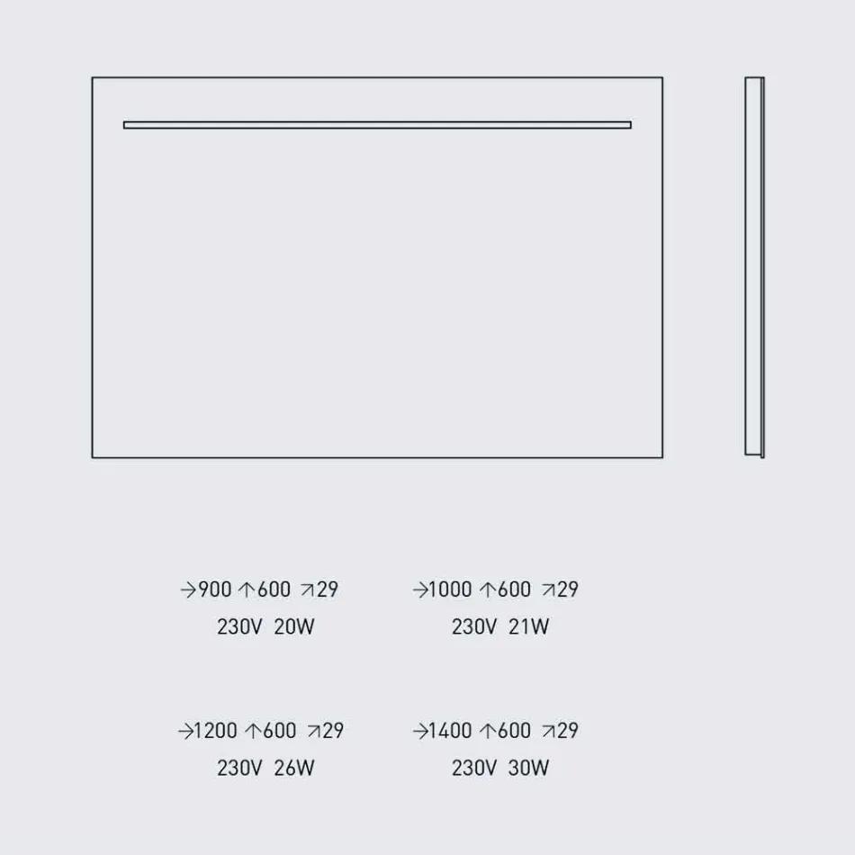 Espejo de pared moderno con luz LED y marco de acero Made in Italy - Yutta Viadurini