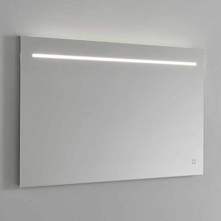 Espejo de pared moderno con luz LED y marco de acero Made in Italy - Yutta Viadurini