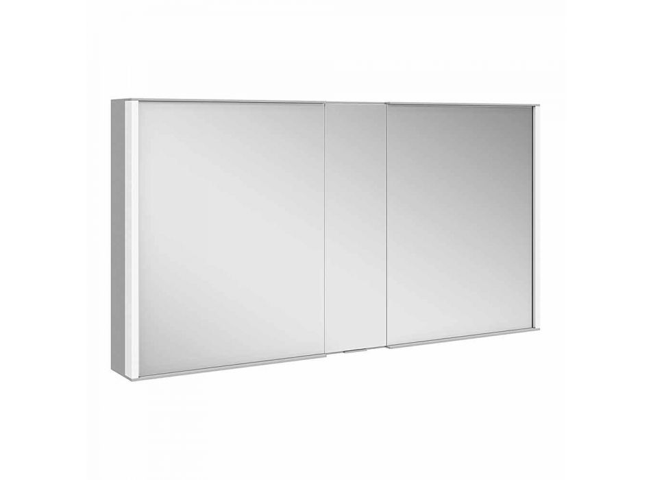 Espejo de pared moderno con 3 puertas en aluminio pintado plateado - Demon Viadurini