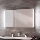 Espejo de pared moderno con 3 puertas en aluminio pintado plateado - Demon Viadurini