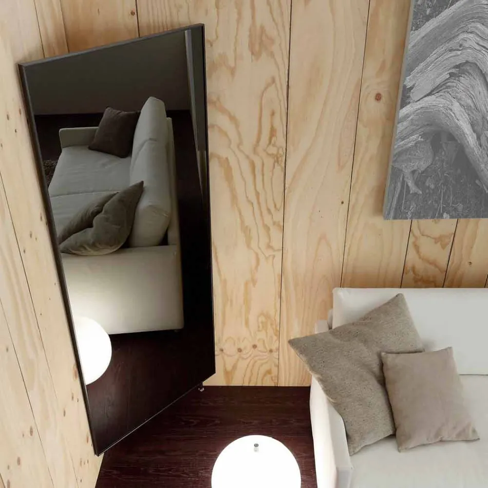 Espejo de pared con puerta que se abre y percheros Made in Italy - Boro Viadurini