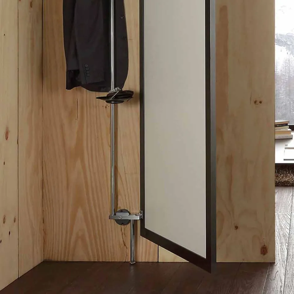 Espejo de pared con puerta que se abre y percheros Made in Italy - Boro Viadurini