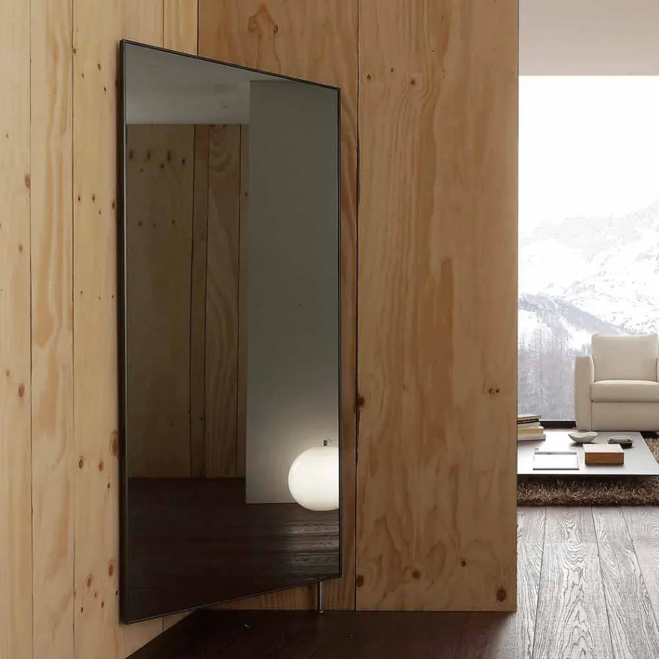 Espejo de pared con puerta que se abre y percheros Made in Italy - Boro Viadurini