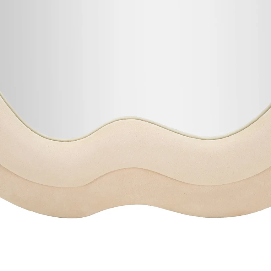 Espejo de pared con marco de MDF revestido de terciopelo - Blanco Viadurini