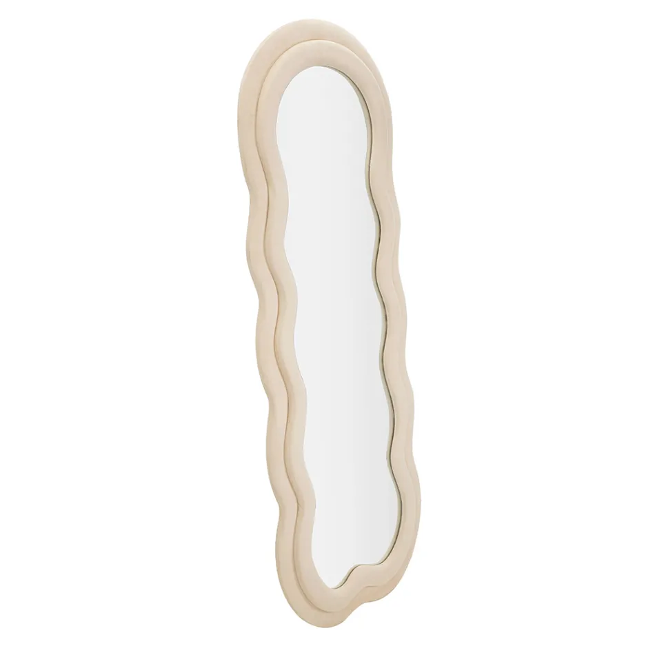 Espejo de pared con marco de MDF revestido de terciopelo - Blanco Viadurini