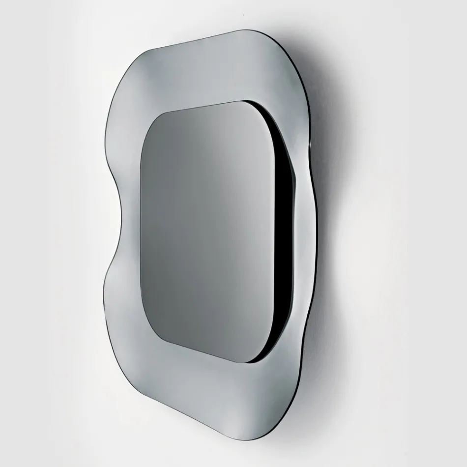 Espejo de pared con marco de cristal fusionado, fabricado en Italia - Adorado Viadurini