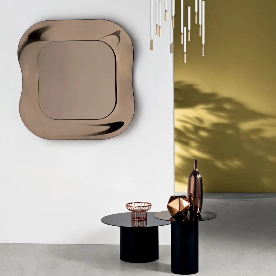 Espejo de pared con marco de cristal fusionado, fabricado en Italia - Adorado Viadurini