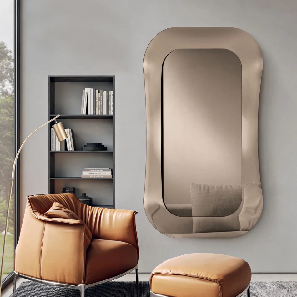 Espejo de pared con marco de cristal fusionado, fabricado en Italia - Adorado Viadurini