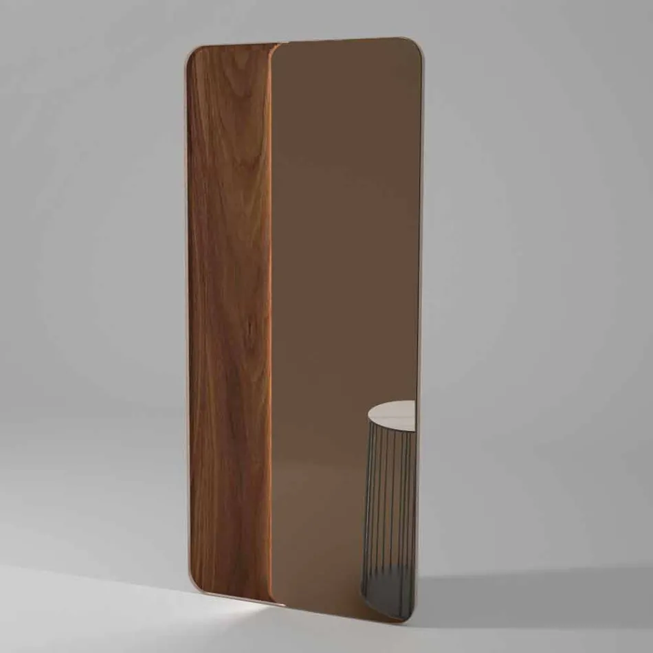 Espejo de pared con inserto de madera o cerámica Made in Italy - Montecarlo Viadurini