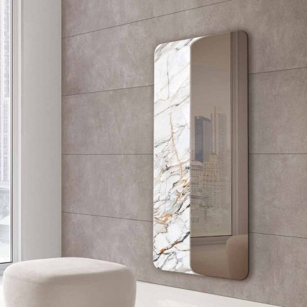 Espejo de pared con inserto de madera o cerámica Made in Italy - Montecarlo Viadurini