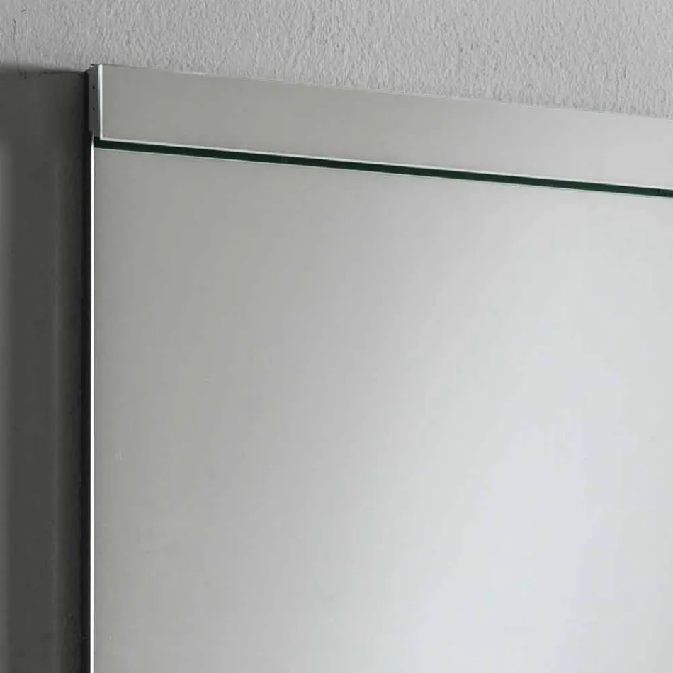 Espejo de pared con luz integrada en acero inoxidable Made in Italy - Tuccio Viadurini