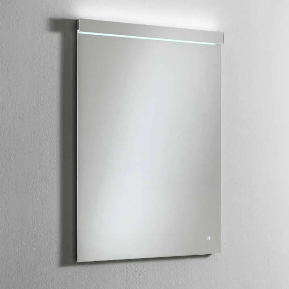 Espejo de pared con luz integrada en acero inoxidable Made in Italy - Tuccio Viadurini