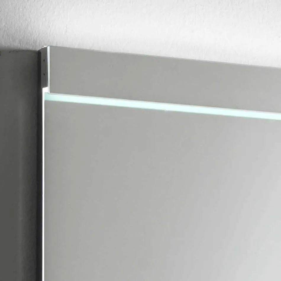 Espejo de pared con luz integrada en acero inoxidable Made in Italy - Tuccio Viadurini