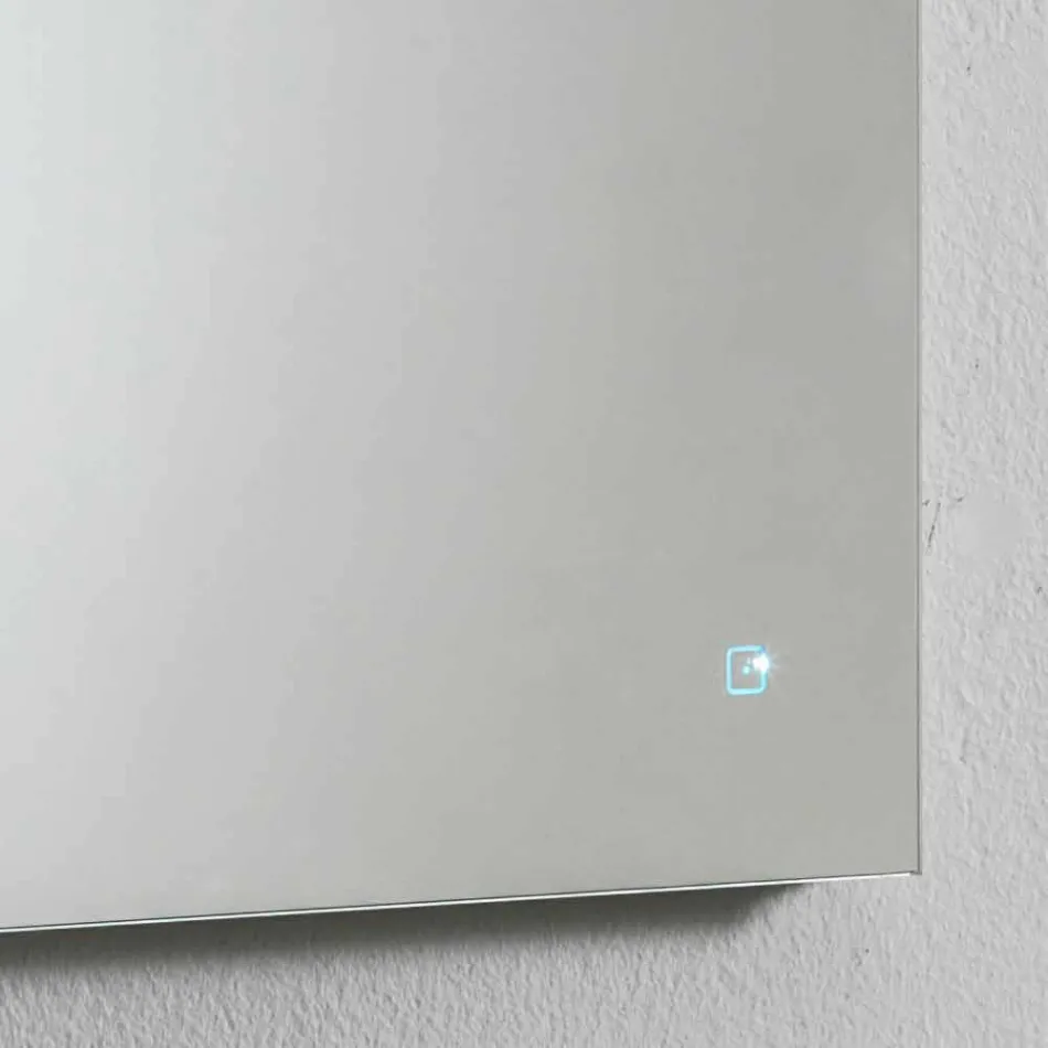 Espejo de pared con luz integrada en acero inoxidable Made in Italy - Tuccio Viadurini