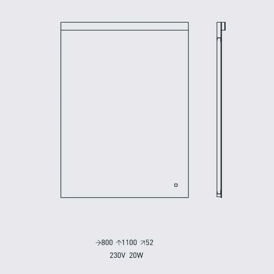 Espejo de pared con luz integrada en acero inoxidable Made in Italy - Tuccio Viadurini