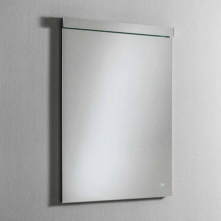 Espejo de pared con luz integrada en acero inoxidable Made in Italy - Tuccio Viadurini