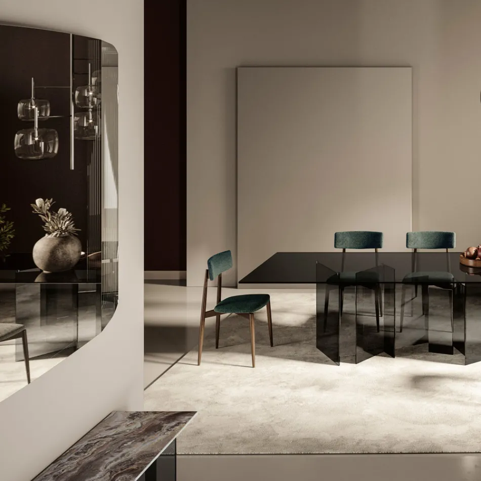 Espejo de pared con estructura en madera pintada de negro Made in Italy - Arya Viadurini