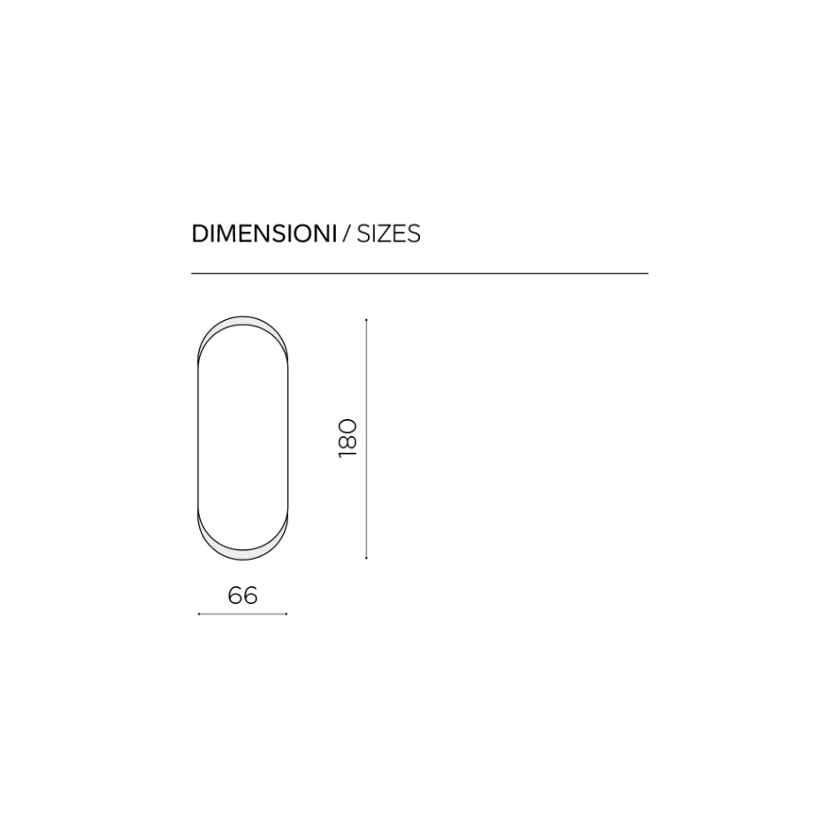 Espejo de pared Ecla con forma alargada y esquinas redondeadas. Fabricado en Italia. Viadurini