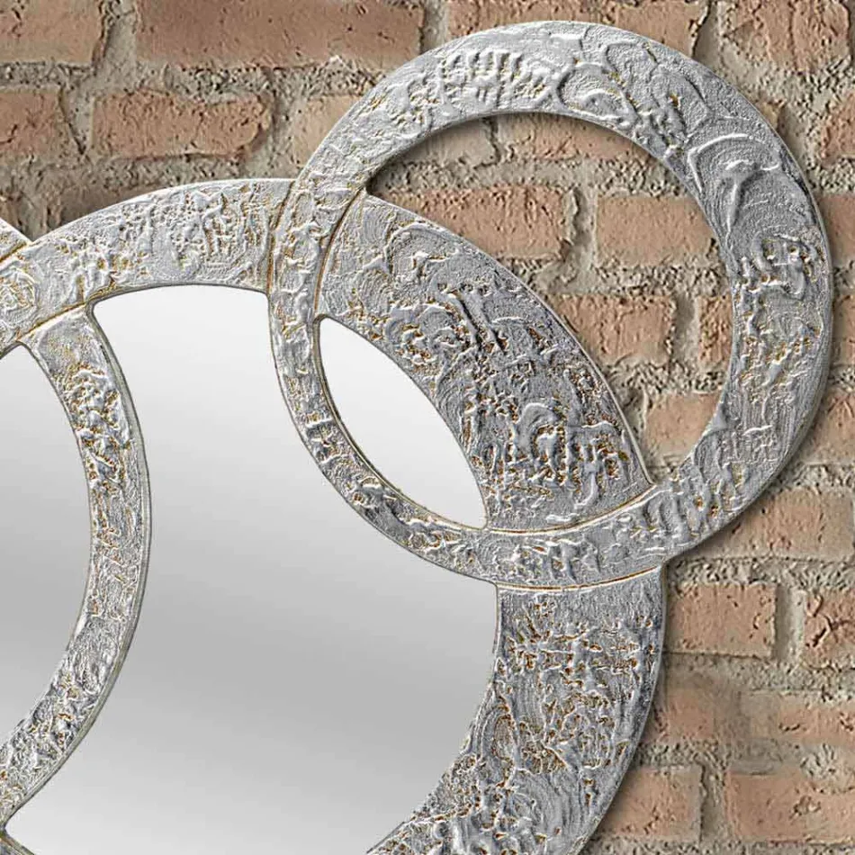 Espejo de pared de diseño en pan de plata hecho en Italia Cortina Viadurini