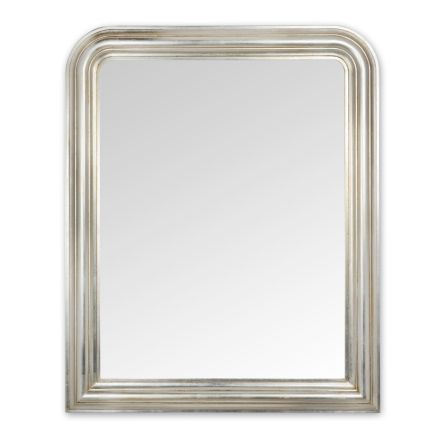 Espejo de pared de madera con acabado en hoja de plata Made in Italy - Navona Viadurini