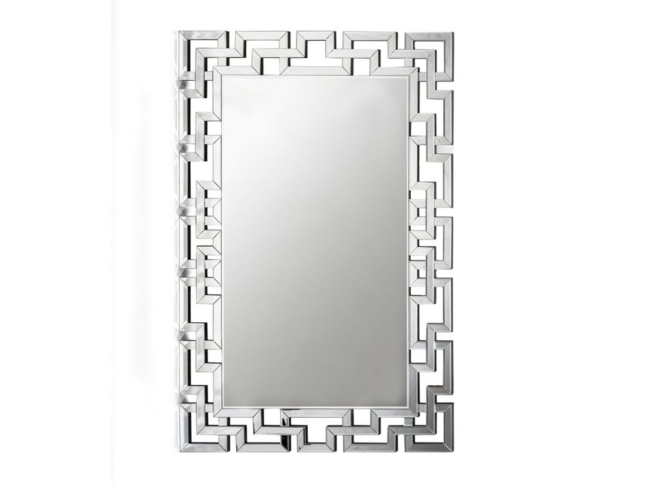Espejo de pared en Mdf y vidrio plateado con marco en forma - Avolo Viadurini