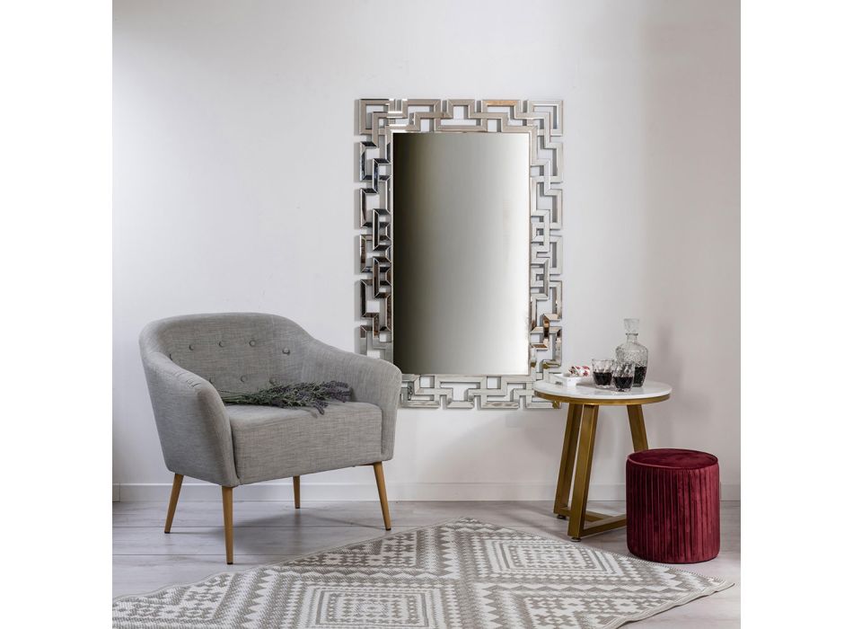 Espejo de pared en Mdf y vidrio plateado con marco en forma - Avolo Viadurini