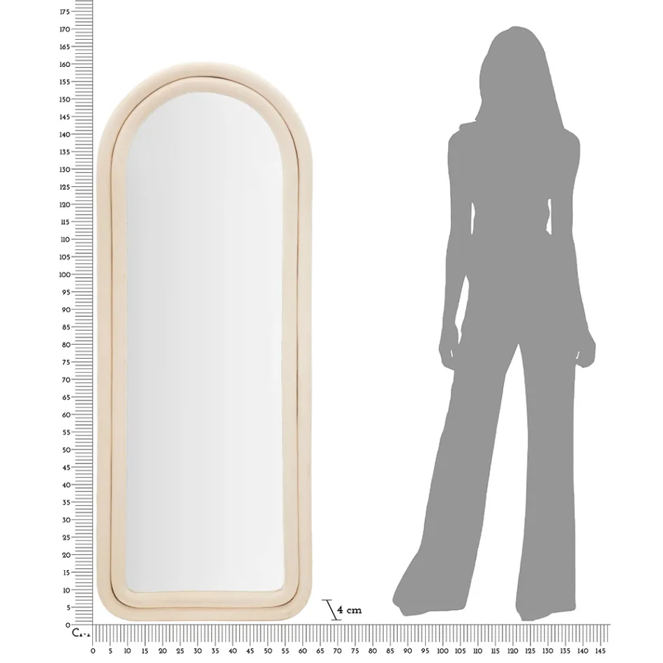 Espejo de pared de MDF revestido de terciopelo con tapa arqueada - Jessica Viadurini