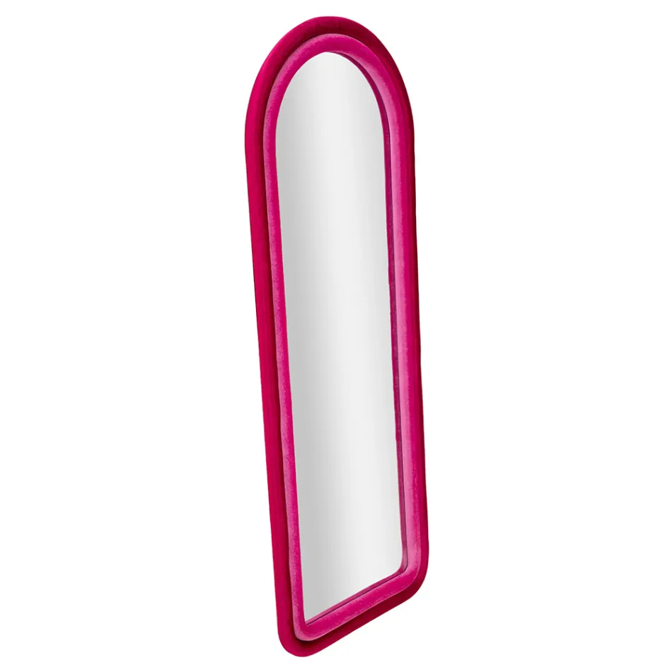 Espejo de pared de MDF revestido de terciopelo con tapa arqueada - Jessica Viadurini