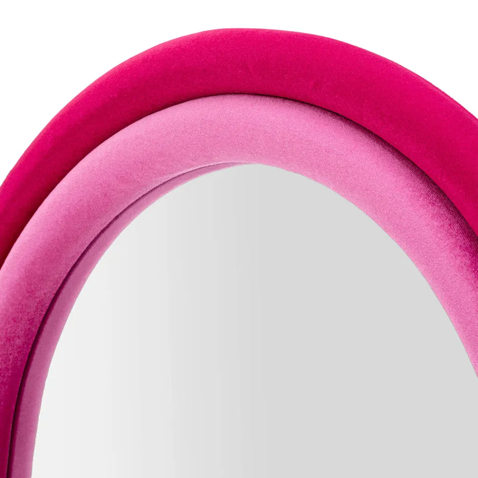 Espejo de pared de MDF revestido de terciopelo con tapa arqueada - Jessica Viadurini