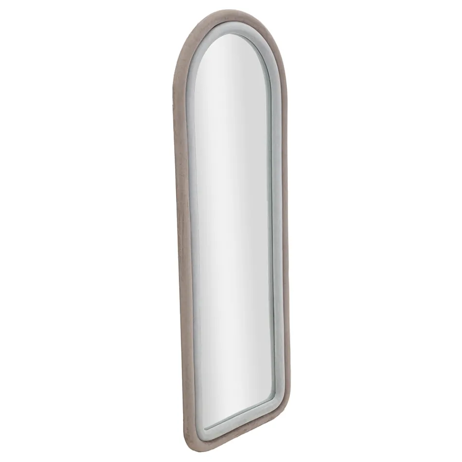Espejo de pared de MDF revestido de terciopelo con tapa arqueada - Jessica Viadurini